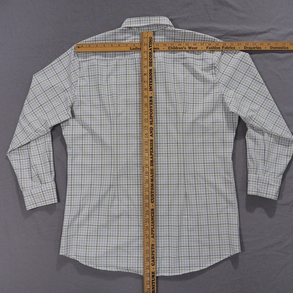 Mizzen Main Shirt Mens XL Trim Fit Blue Green Plaid Leeward Collection USA Made - Picture 9 of 14